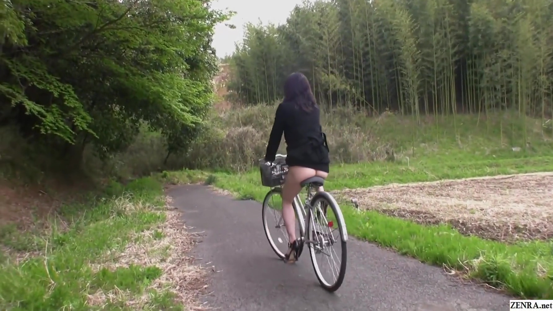 Mature Japanese Outdoor Bottomless Bicycle Riding And